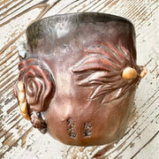 engraved woodfired and naked fired dragon tacup