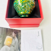 green daqi laquer jianware teacup embellished with ebalony shell
