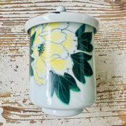 kutani ware cup with handpainted peony flower