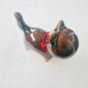 blue brown jianware cat teapet