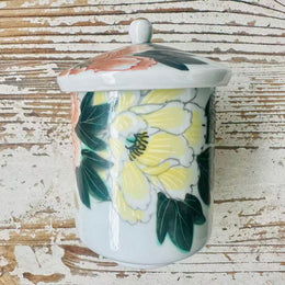 kutani ware cup with handpainted peony flower