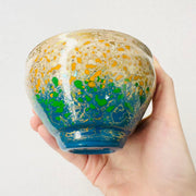 multicolor daqi laquer jianware teacup embellished with ebalony shell