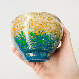 multicolor daqi laquer jianware teacup embellished with ebalony shell
