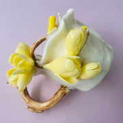 handmade magnolia glower teacup