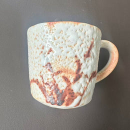 shinoyaki tea cup with painted plant