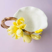 handmade magnolia glower teacup