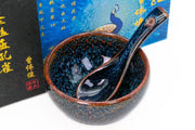 Golden peacock jianware bowl with spoon