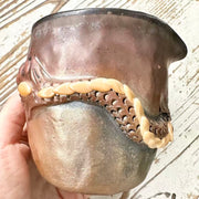 engraved woodfired and naked fired dragon tacup